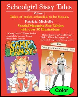 Schoolgirl Sissy Tales Volume One Color Edition by Patricia Michelle mags inc, crossdressing stories, transvestite stories, feminine domination story, sissy maid stories, Patricia MIchelle